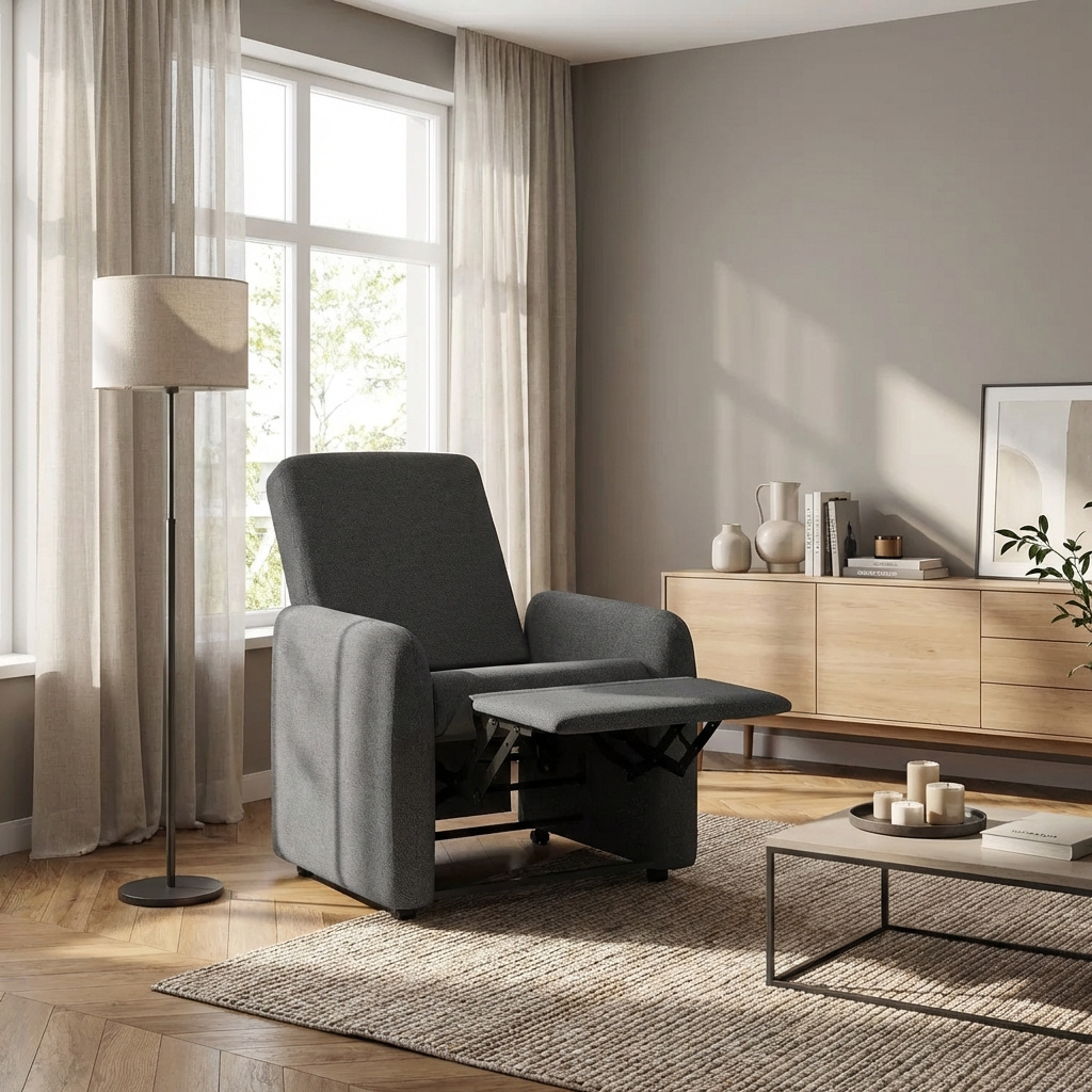 DecHome 0GYJ662 Poltrona Relax Reclinabile con Movimento Manuale 76x78.5x102 cm Grigio
