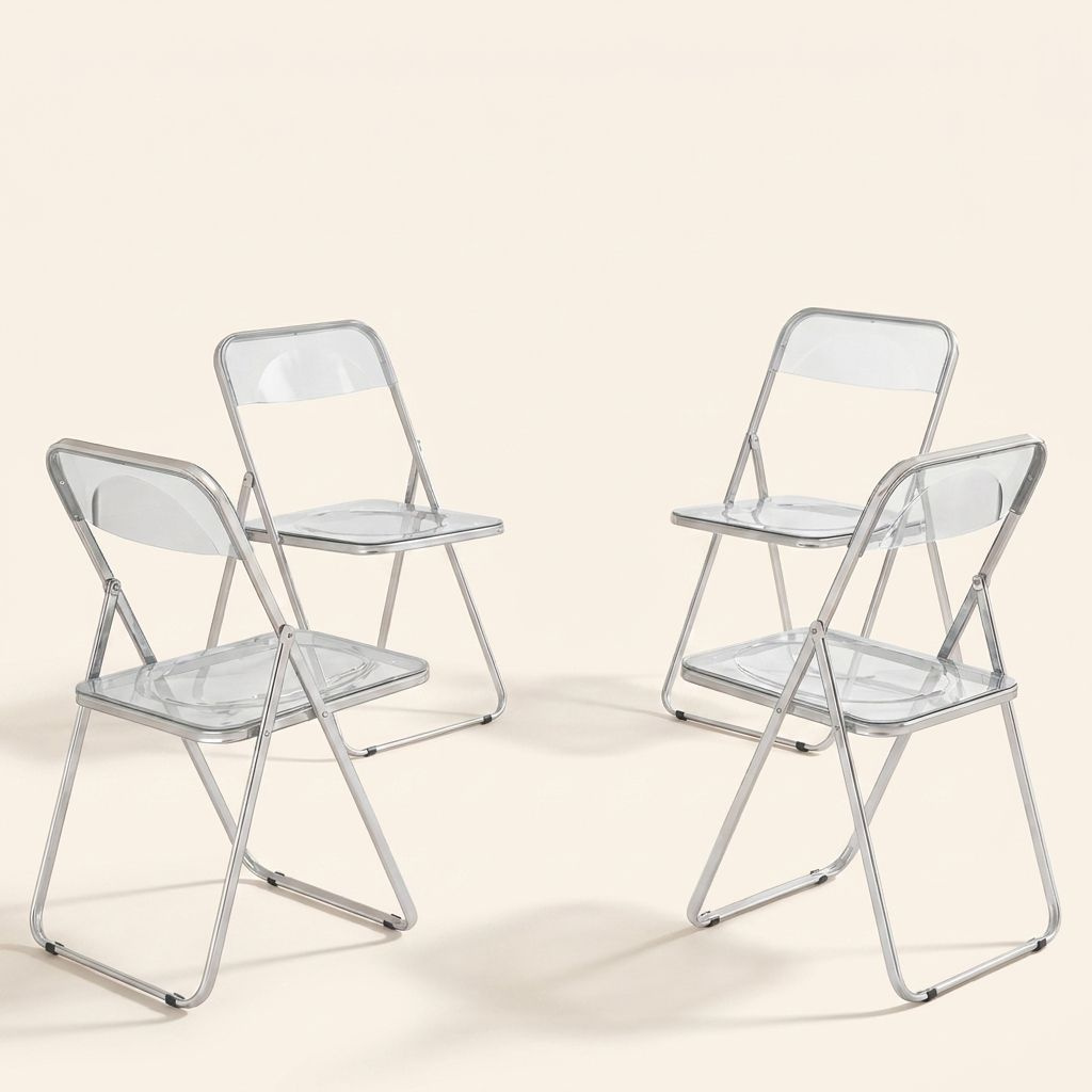 DecHome 0GYV525 Set 4 Sedie Pieghevoli Moderne in AcrilicoAcciaio 47x48x75 cm Grigio