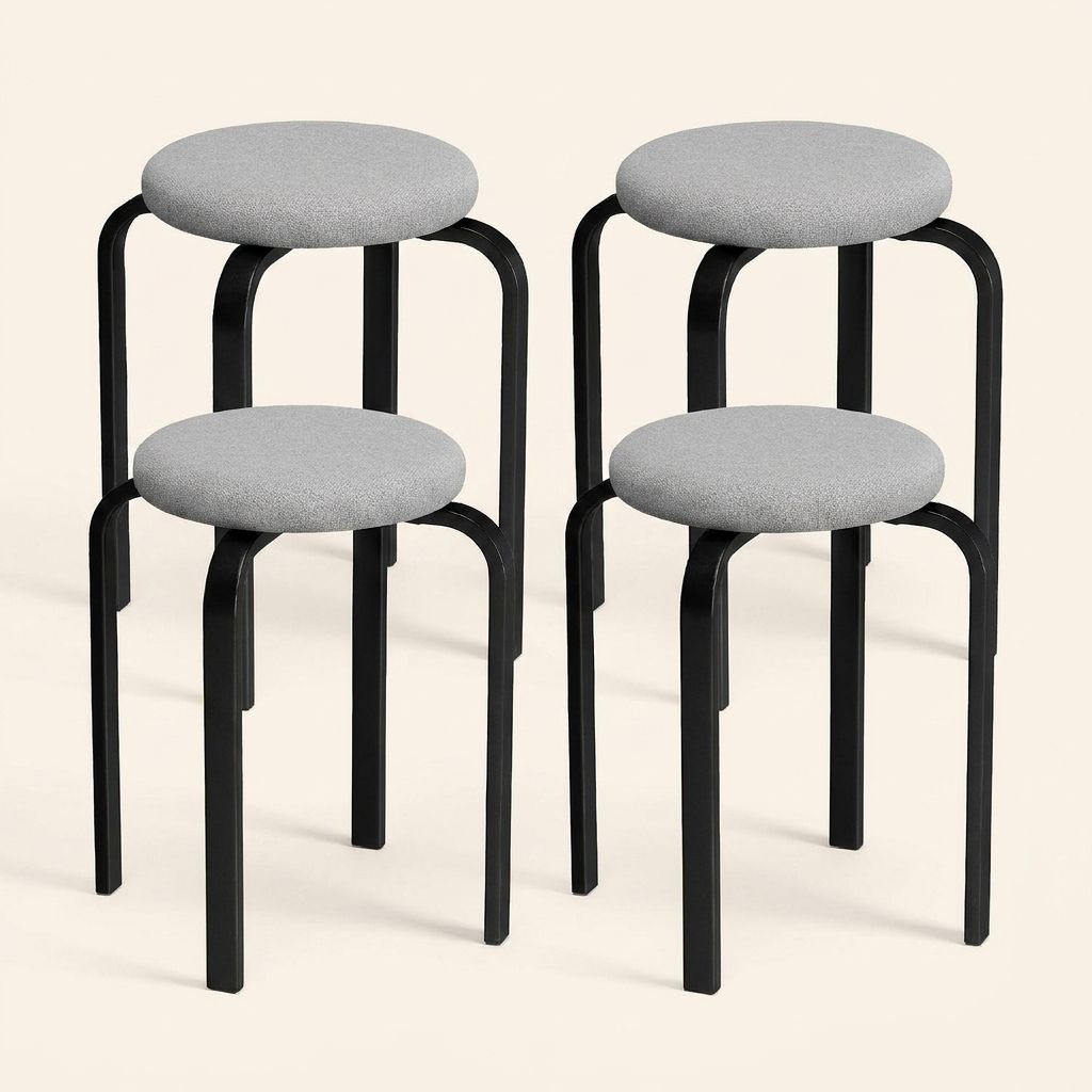 DecHome 0GYV550 Set 4 Sgabelli Cucina Bar Moderni in TessutoAcciaio 40x40x45 cm Grigio