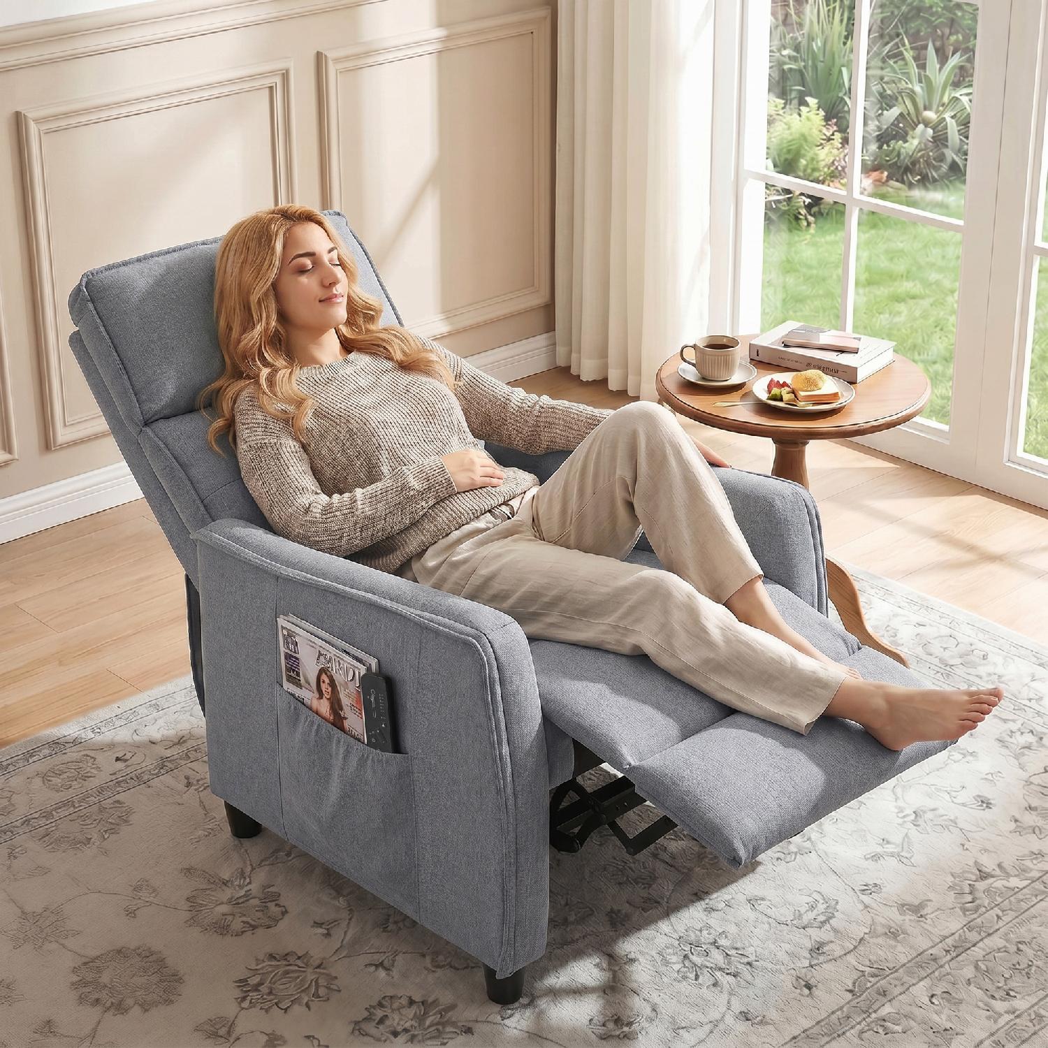 DecHome 0LGV432 Poltrona Relax Reclinabile Massaggiante 69x93x104 cm Grigio Chiaro