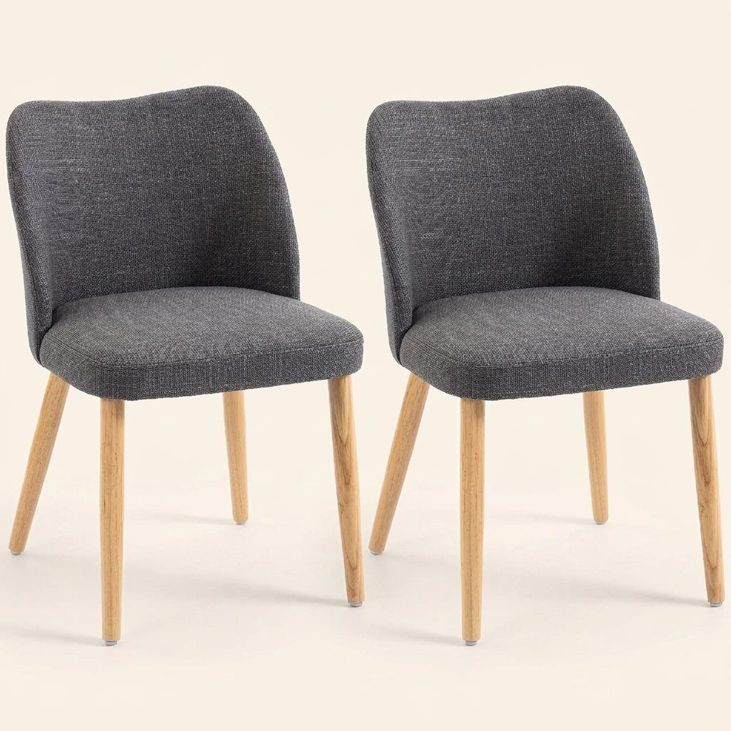 DecHome 0LGV544 Set 2 Sedie Cucina Soggiorno Design Scandinavo 46x52x76 cm Grigio