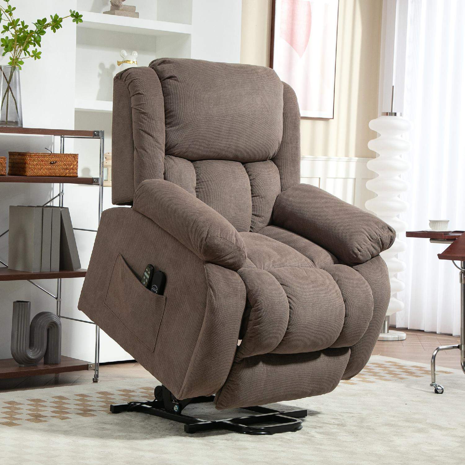 DecHome 0LRJ646 Poltrona per Anziani Elettrica Alzapersone 93x104x105 cm Marrone Chiaro