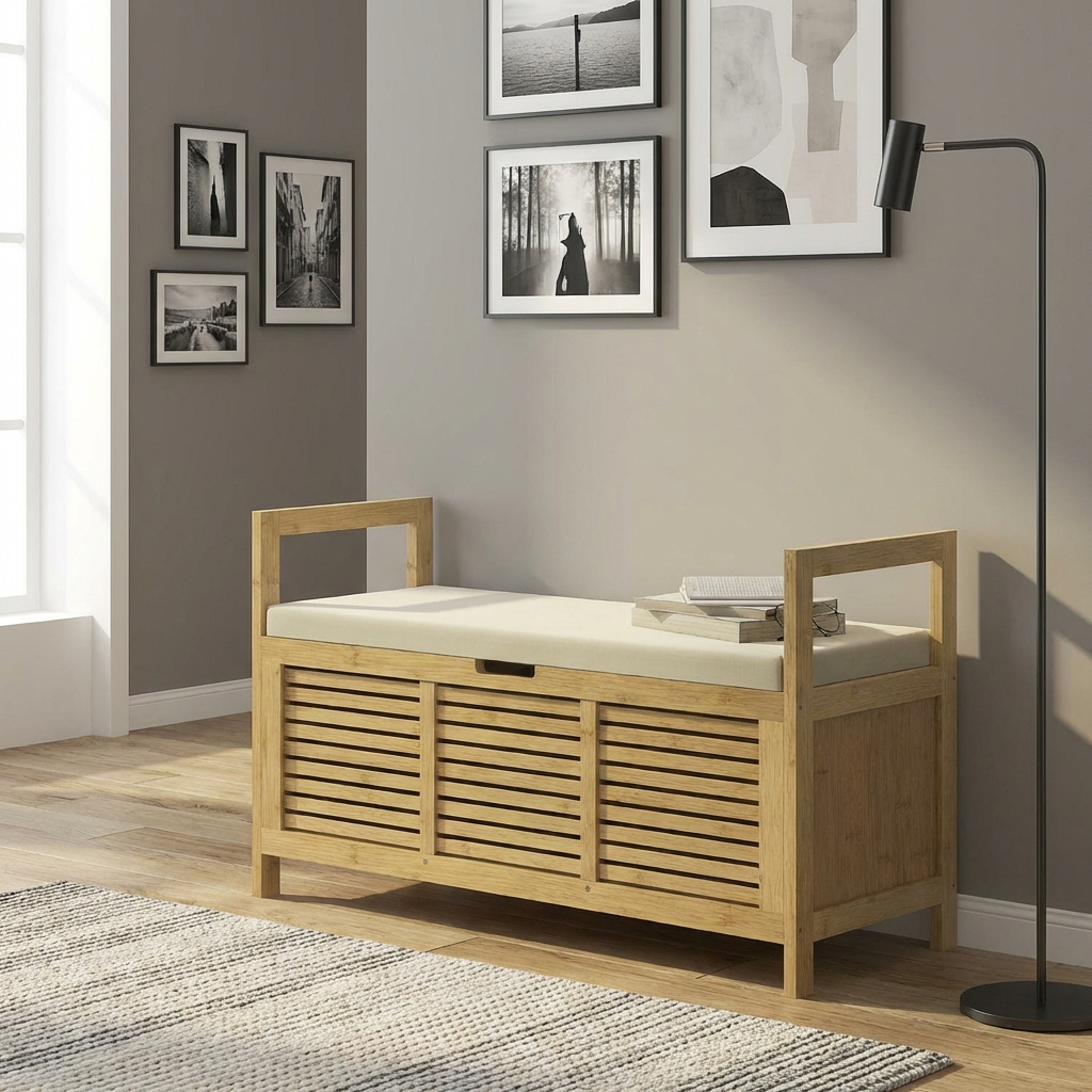 DecHome 0NDAM367 Cassapanca in Legno di Bamb� Panca Contenitore 100x40x60 cm Legno