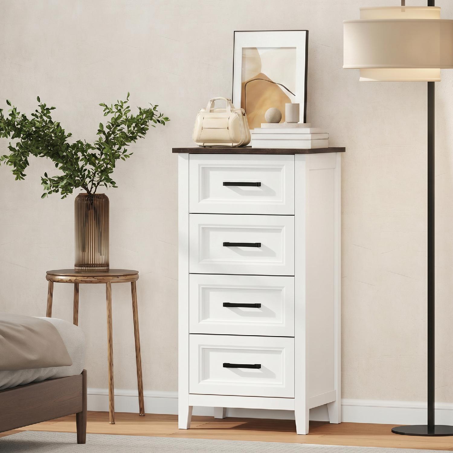 DecHome 0WTV283 Cassettiera Camera da Letto 4 Cassetti in Legno 45x35x87 BiancoMarrone