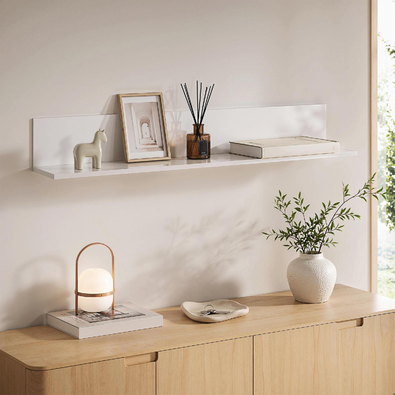 DecHome 0WTV357 Mensola da Muro Spessore 1.5 cm in Legno in Finitura Lucida Bianco