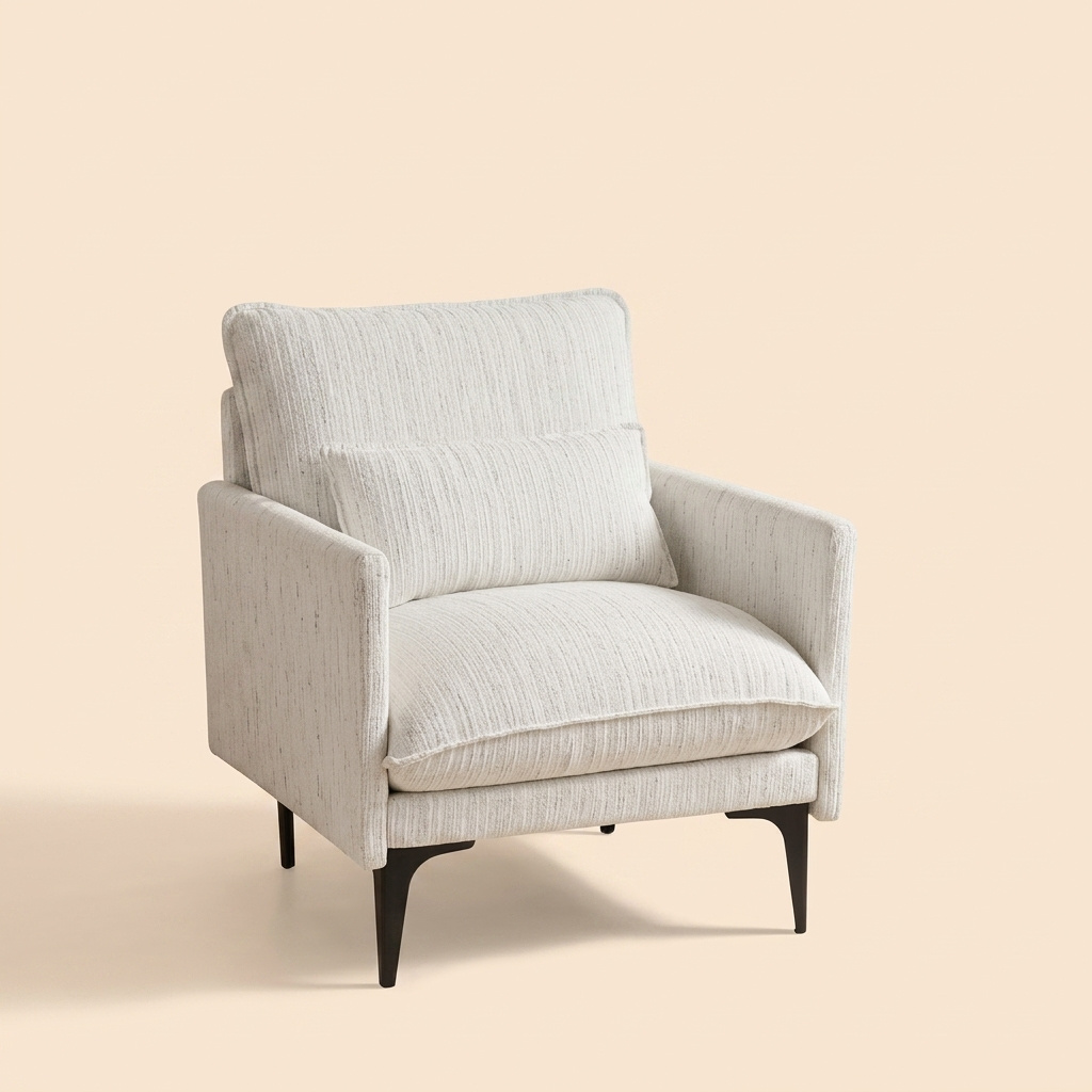 DecHome 0WTV418 Poltrona Moderna in Tessuto Effetto Lino Dimensioni 73x80x80 cm Bianco