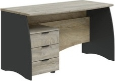 DecHome 0Z4625C Scrivania 3 Cassetti Dimensione 136X67X74 cm Rovere Antracite