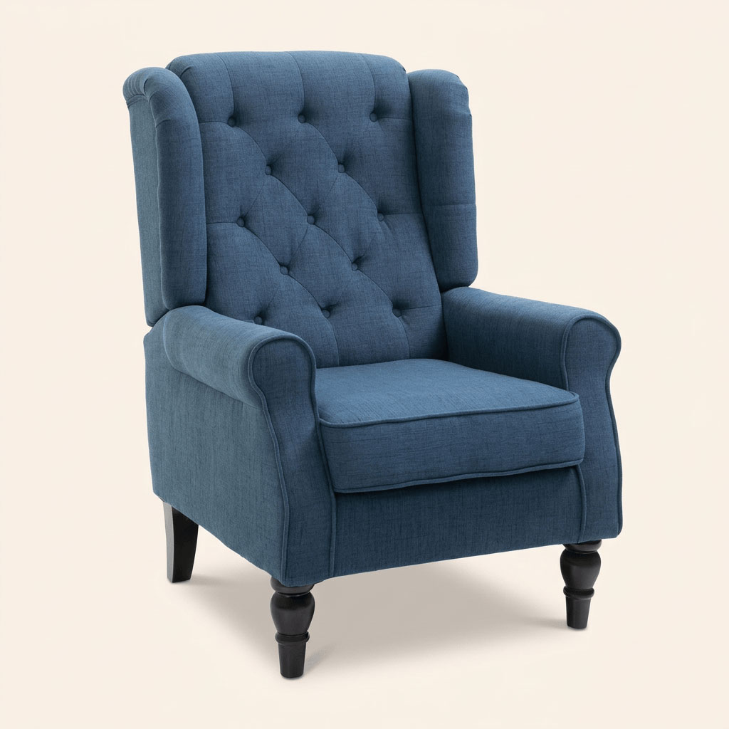 DecHome 11D0BU Poltrona Vintage in Tessuto 74x86x102 Blu