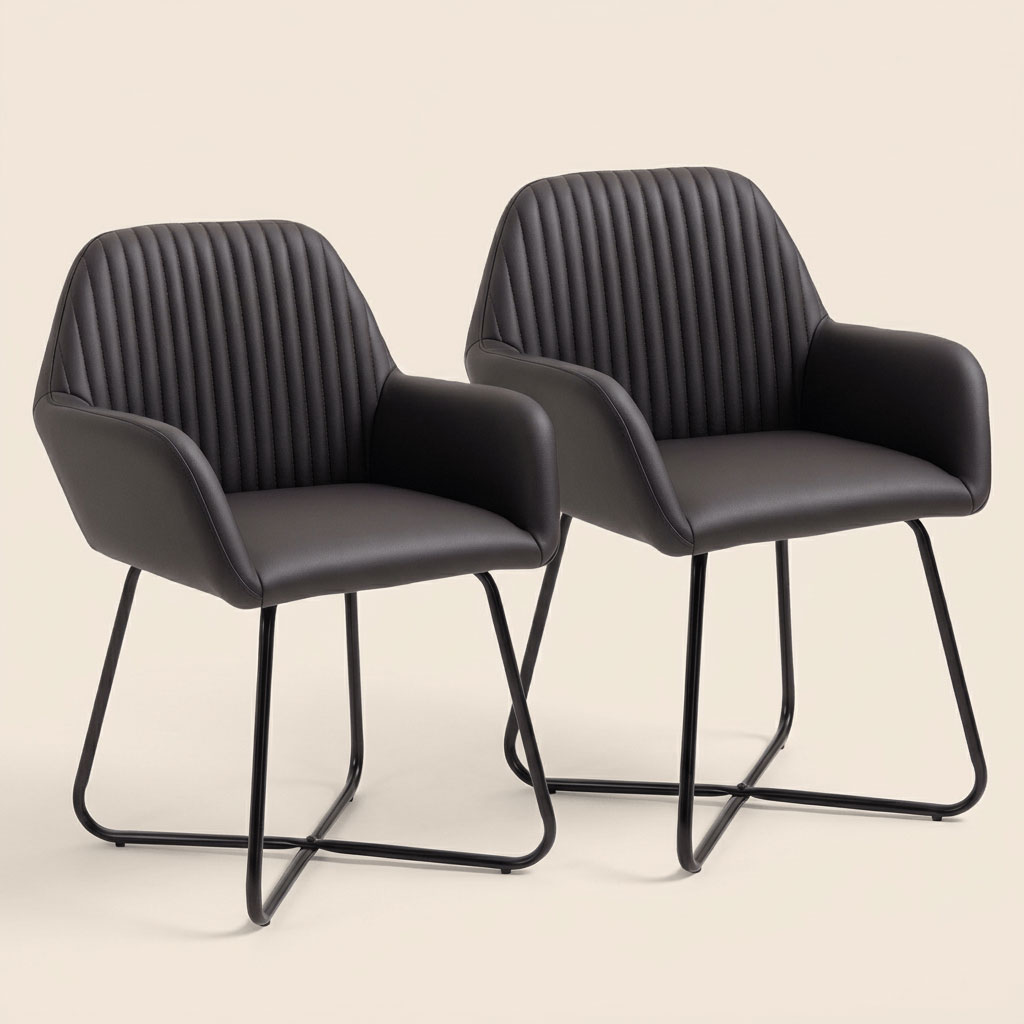 DecHome 128BN Poltrona Moderna in Ecopelle 60x56,5x85 Set 2 Poltrone Marrone