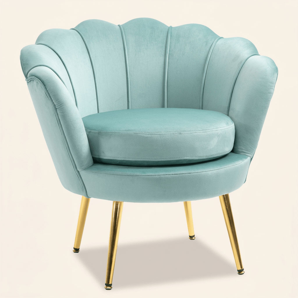 DecHome 12839 Poltrona Vintage in Velluto 76x67x74 Verde Acqua