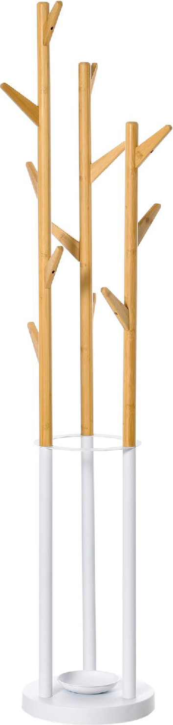 DecHome 850DH61 Appendiabiti da Terra con Portaombrelli e 13 e Bamb� Legno e Bianco
