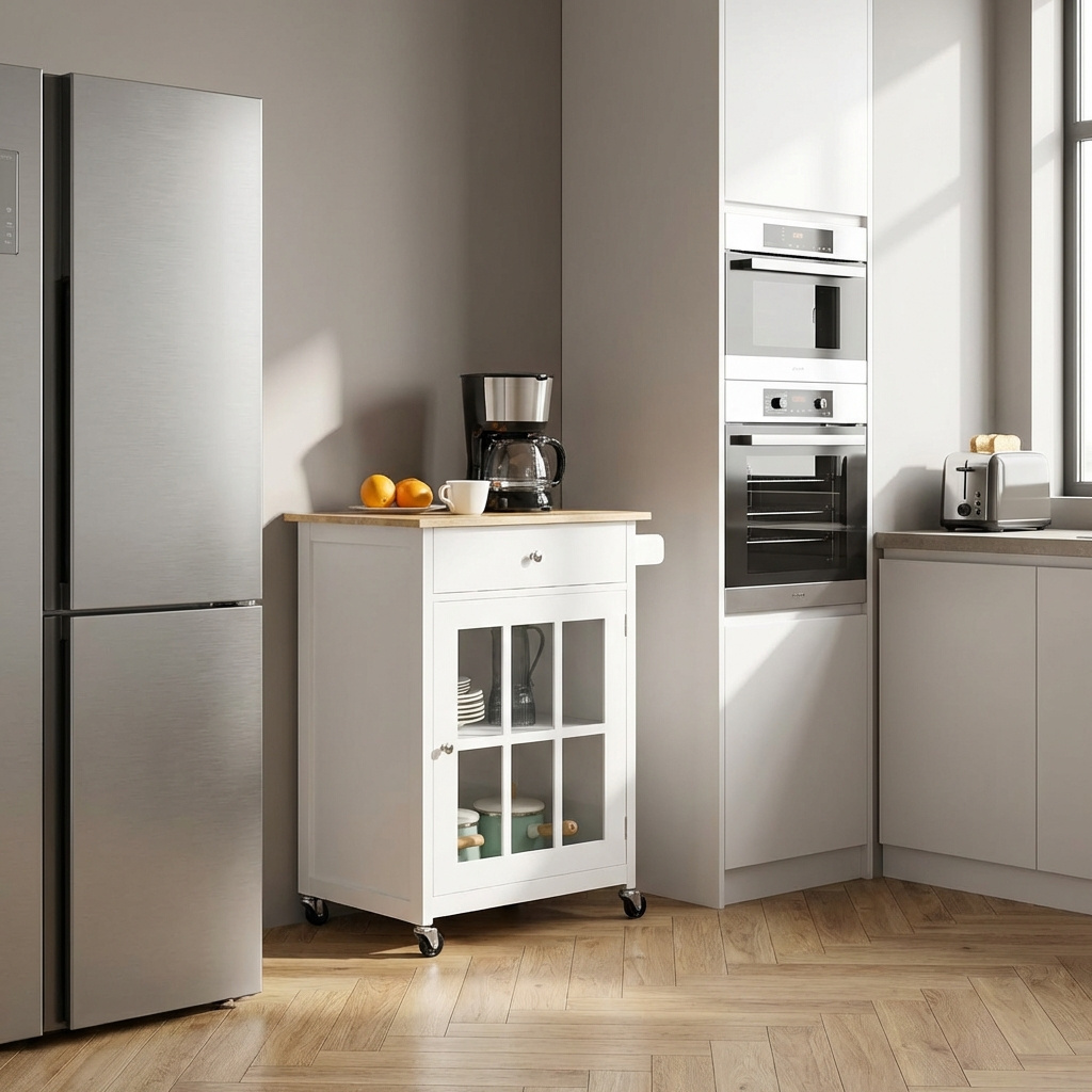 DecHome 175 Carrello Cucina Isola Mobile 67x48x86,5 cm Bianco