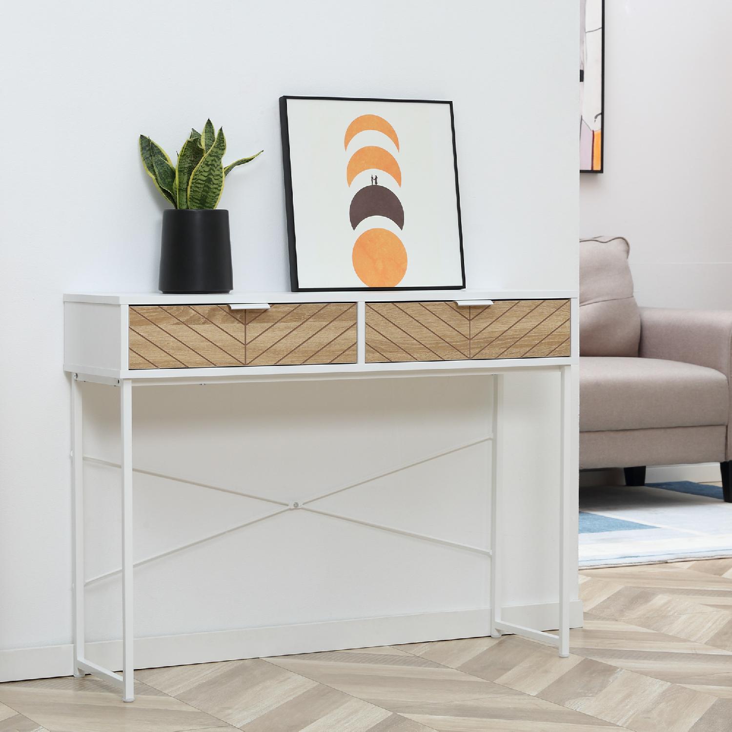 DecHome 198WT837 Consolle Ingresso Design Scandinavo con 2 Cassetti 100x30x75 cm Bianco