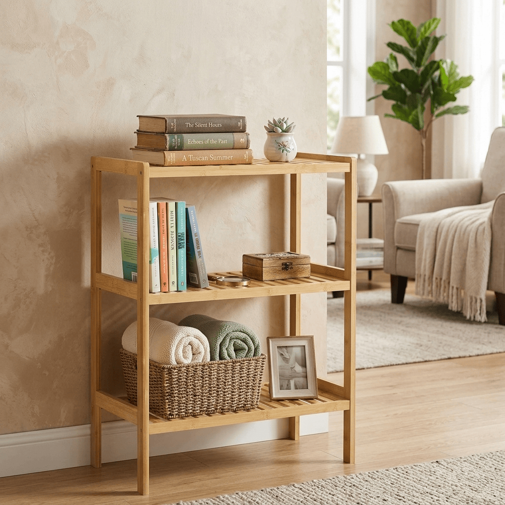 DecHome 204838 Libreria Nordica 3 Ripiani in Bamb� 62x33x80cm Legno Naturale