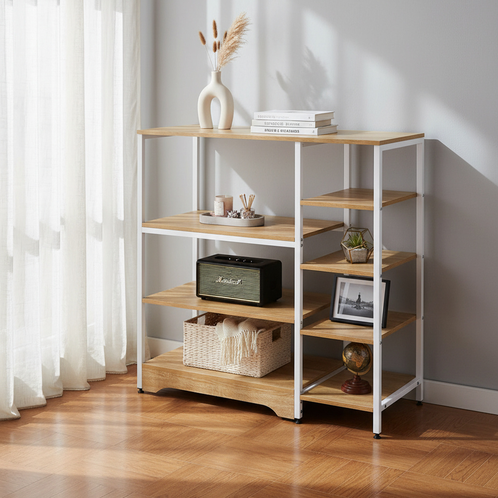 DecHome 217801 Mobile Soggiorno Industriale struttura Metallo e Legno Legno