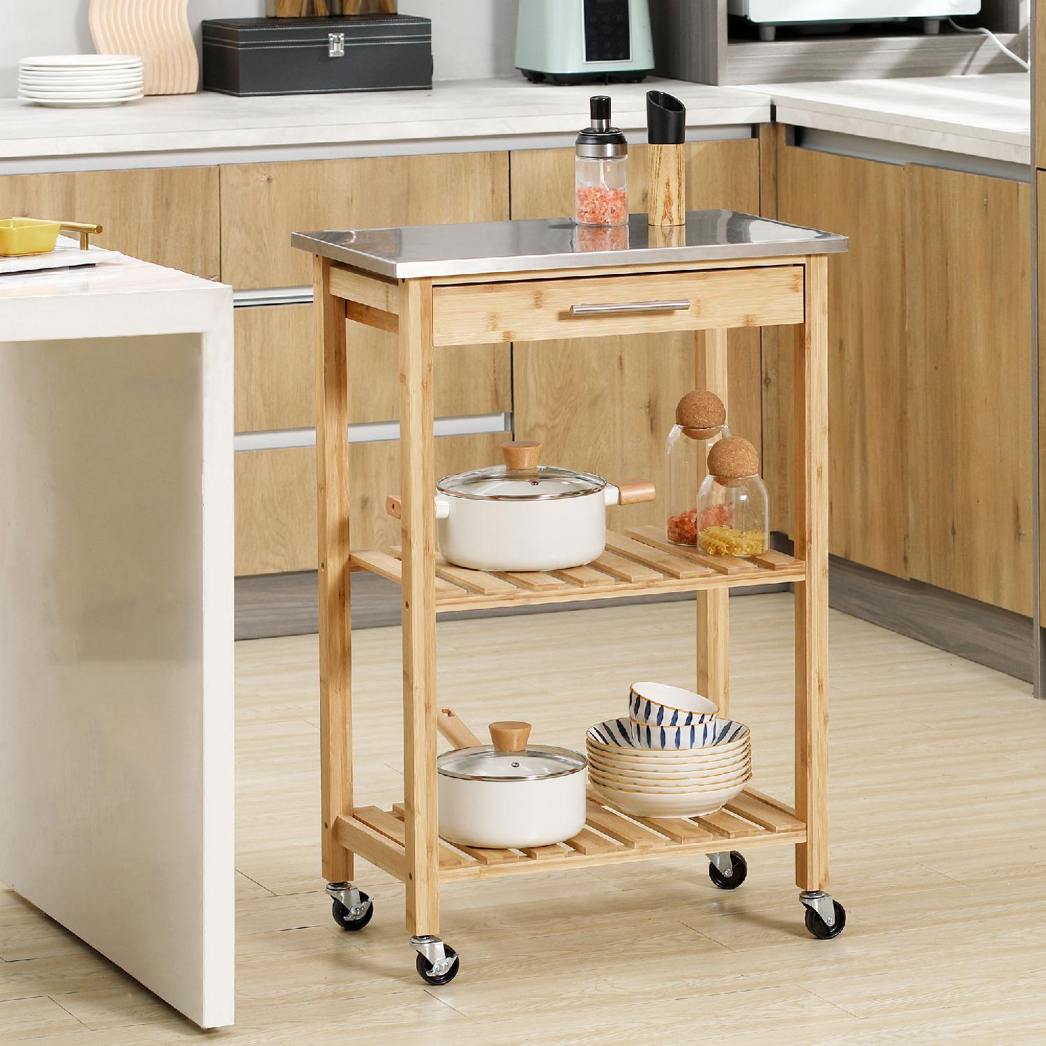 DecHome 233V260 Carrello Cucina Salvaspazio in Bamb� Dimensioni 58x36x86 cm Legno