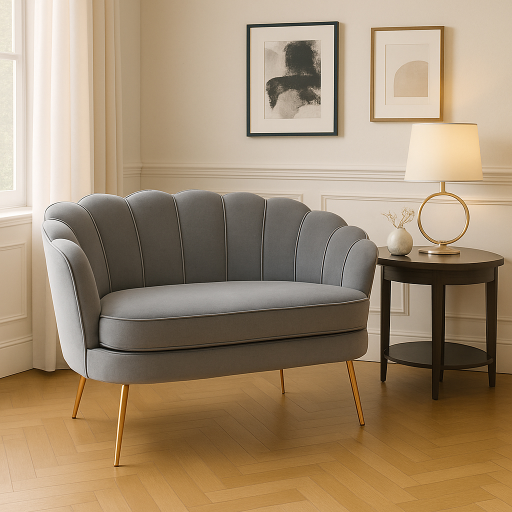 DecHome 2839 Divano 2 Posti Stile Contemporaneo Luxury in Velluto 133x63x75cm Grigio