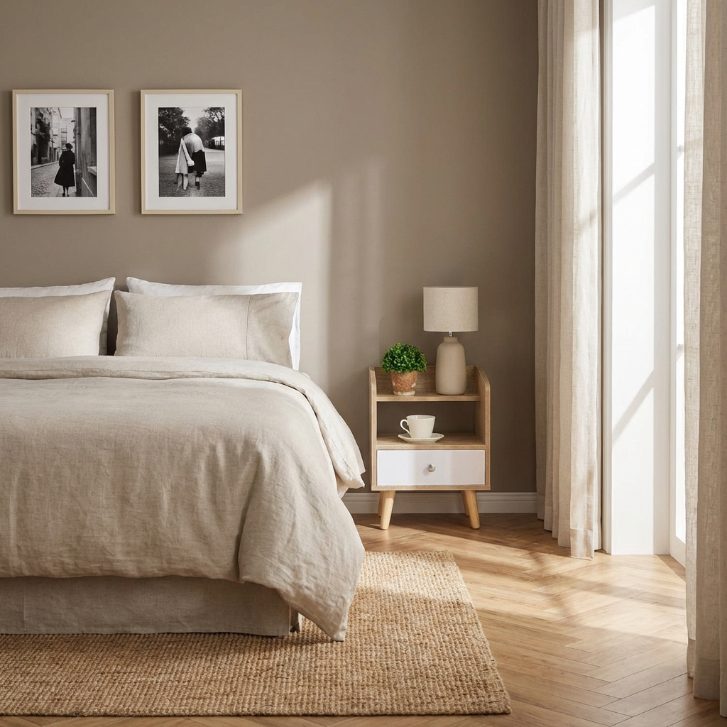 DecHome 821DH01 Comodino 1 Cassetto e 1 Vano Giorno in Legno 37x30x48 RovereBianco