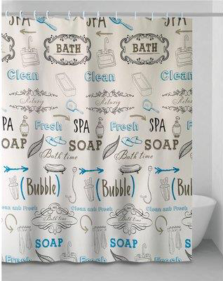 DecHome 3447g3493 Tenda Doccia Letters In Vinile + Anelli cm 240x200
