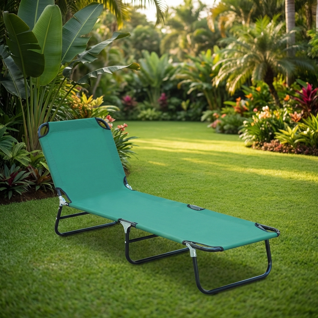 VivaGarden 3671 Lettino Prendisole da Giardino Pieghevole 190x56x28 cm Verde