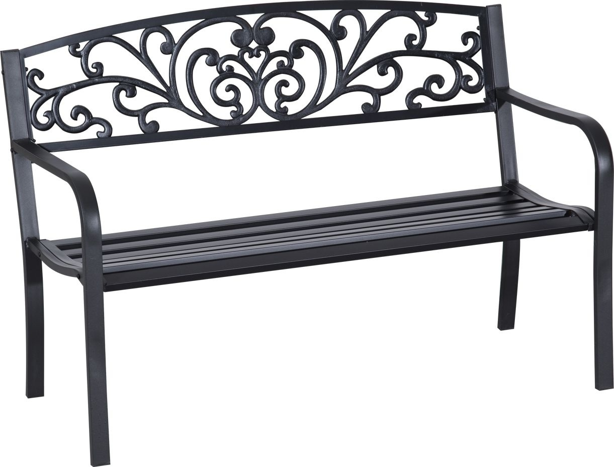 VivaGarden 36840 Panchina da Giardino in Metallo 127x60x87 cm Nero