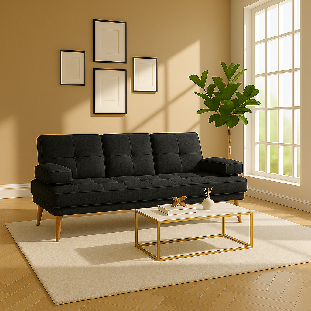DecHome 3GYJ588 Divano Letto 3 Posti Reclinabile Rivestimento Effetto Lino Antracite