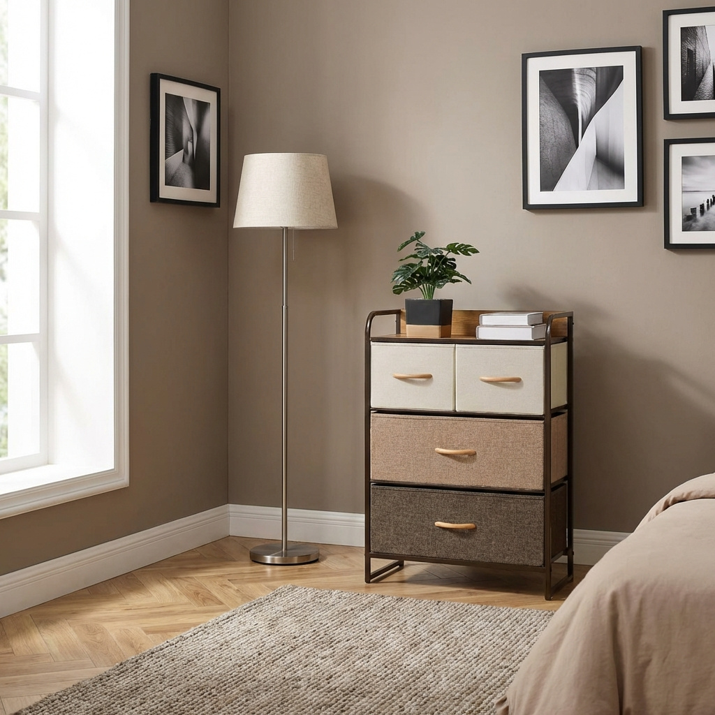 DecHome 400ek831 Cassettiera Camera da Letto 4 Cassetti Legno 58x29x78,5 Multicolore