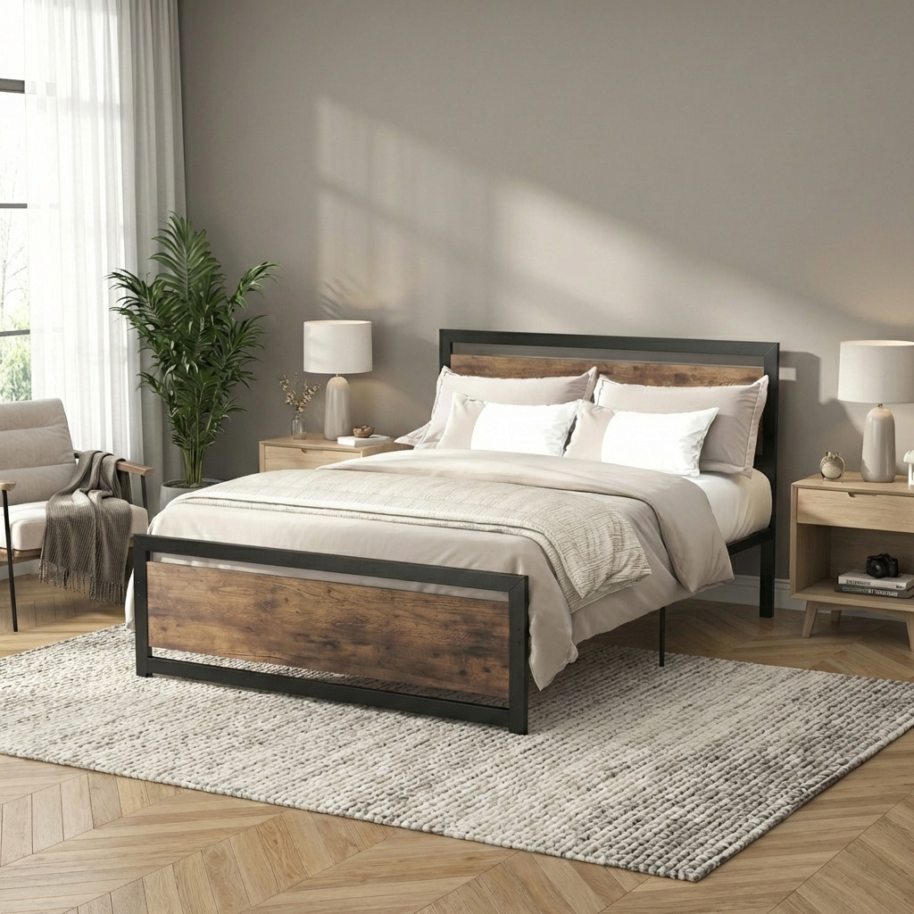 DecHome 419V01831 Letto Una Piazza e Mezza 147x208 cm in Legno MarroneNero