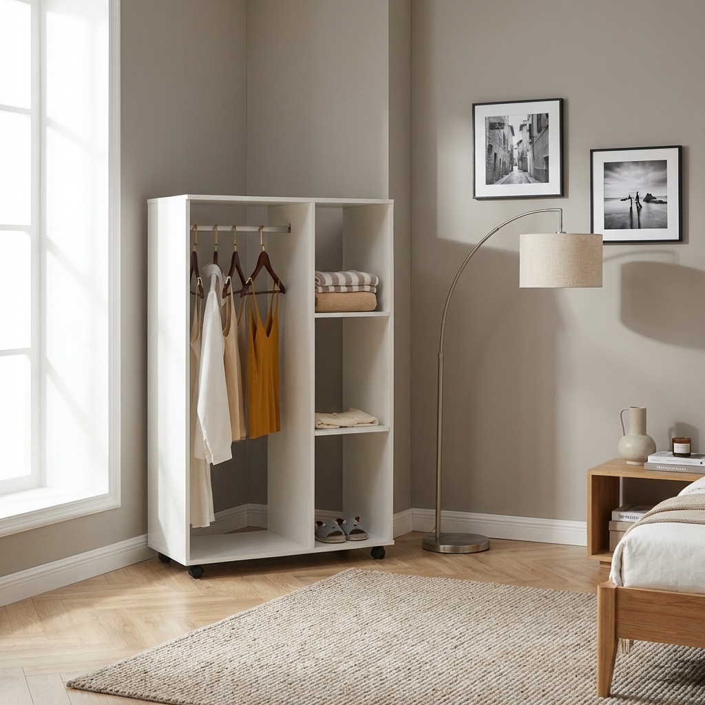 DecHome 41E604 Armadio Guardaroba a Giorno 80x40x128 cm Bianco