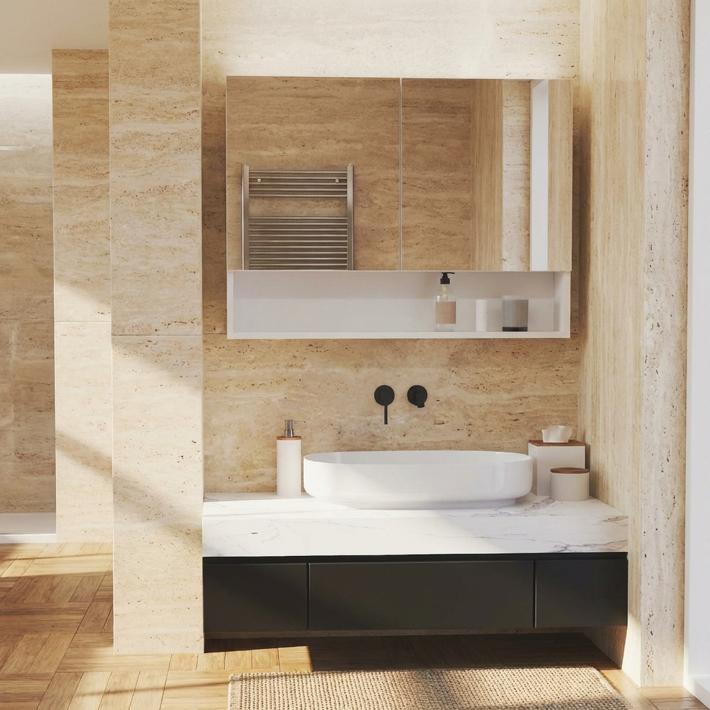 DecHome 41834 Mobile con Specchio Bagno e Luci LED 2 ante 1 ripiano 80x15x60 cm Bianco