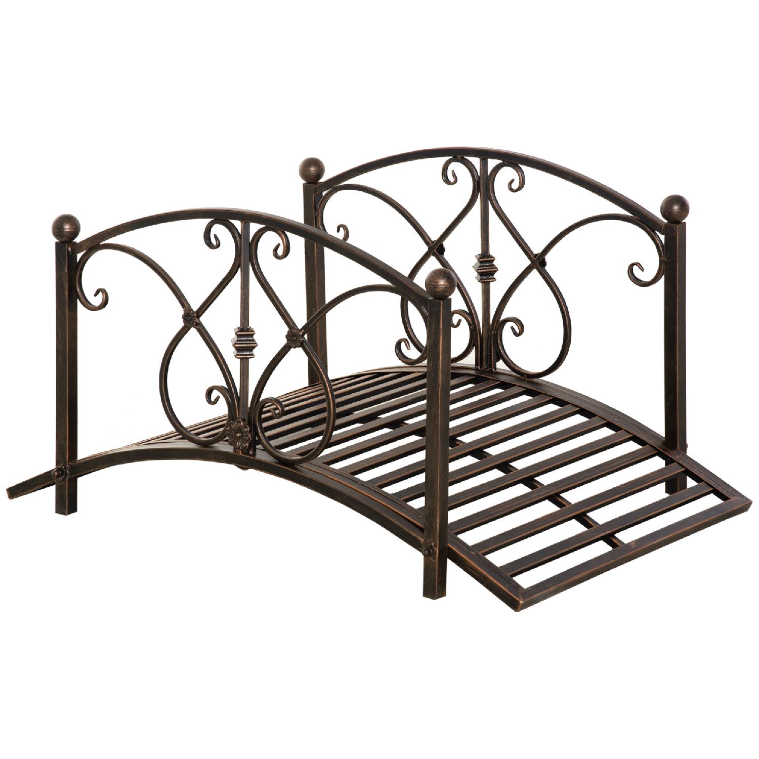 VivaGarden 454844 Ponticello da Giardino Vintage con Elementi Floreali 99x68x53cm Nero