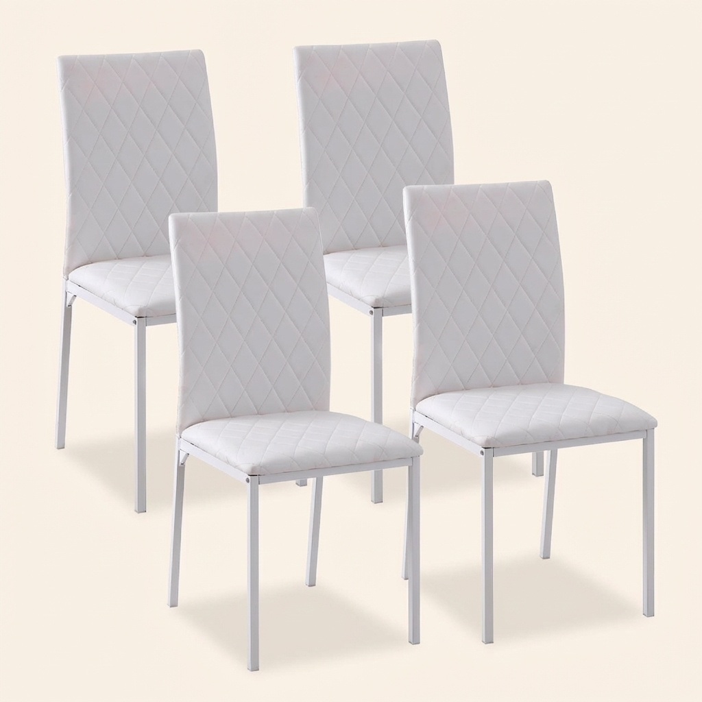 DecHome 478WT835 Set 4 Sedie Cucina Soggiorno con Rivestimento Ecopelle 41x50x91 Bianco
