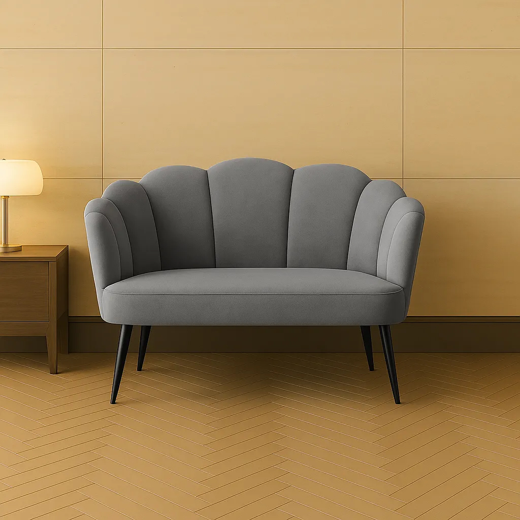 DecHome 483V00CG-839 Divano 2 Posti Stile Contemporaneo Luxury in Velluto 132x66x80 cm Grigio
