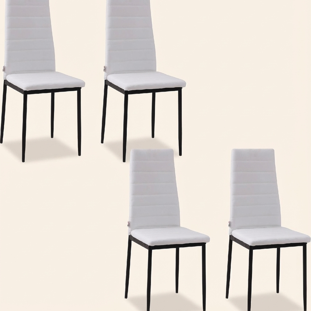 DecHome 483V01WT835 Set 4 Sedie Cucina Soggiorno MetalloTessuto 41x50x97 Bianco