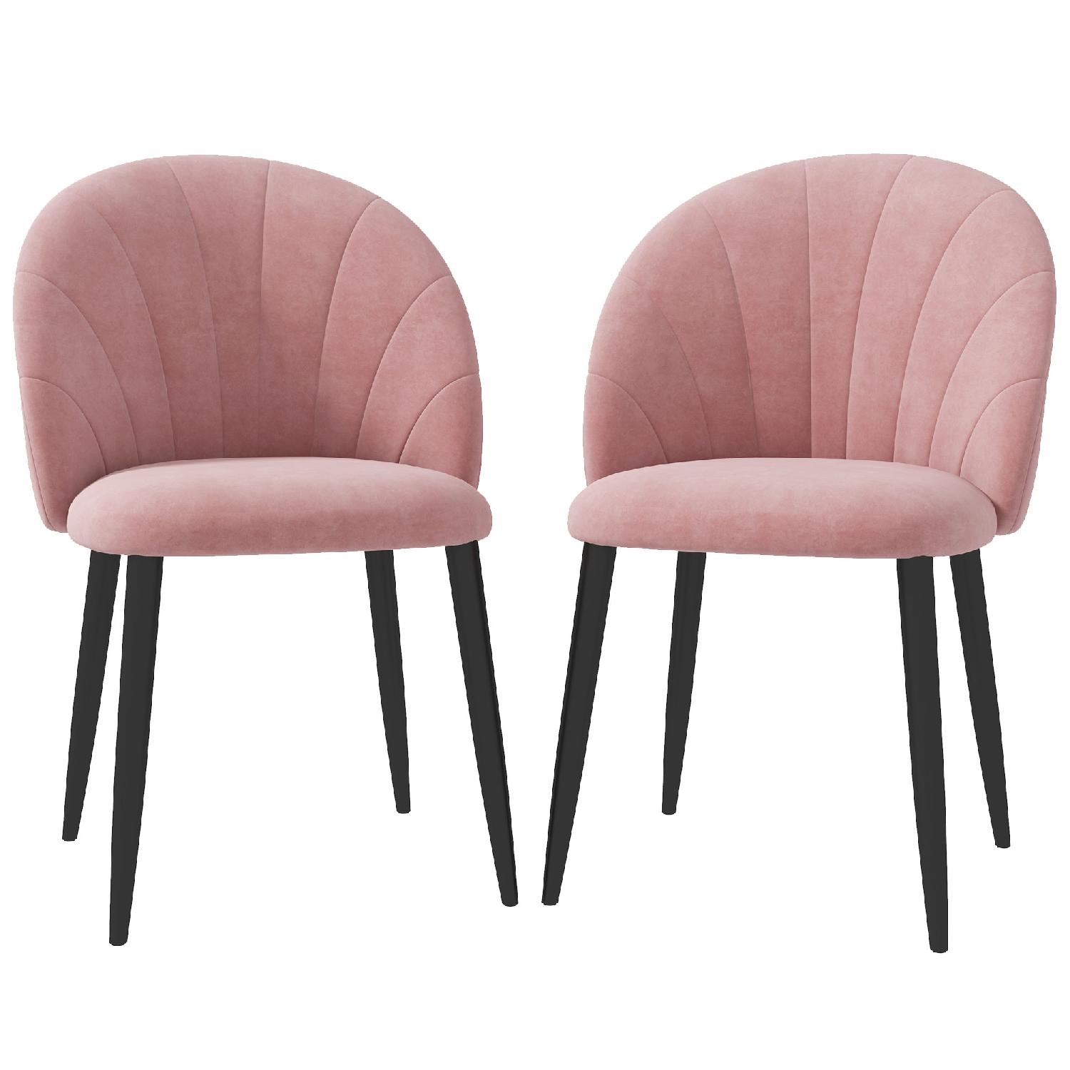 DecHome Set 2 Sedie da Pranzo Imbottite Stile Nordico in Metallo e Velluto 52x54x79 cm colore Rosa - 49X0PK