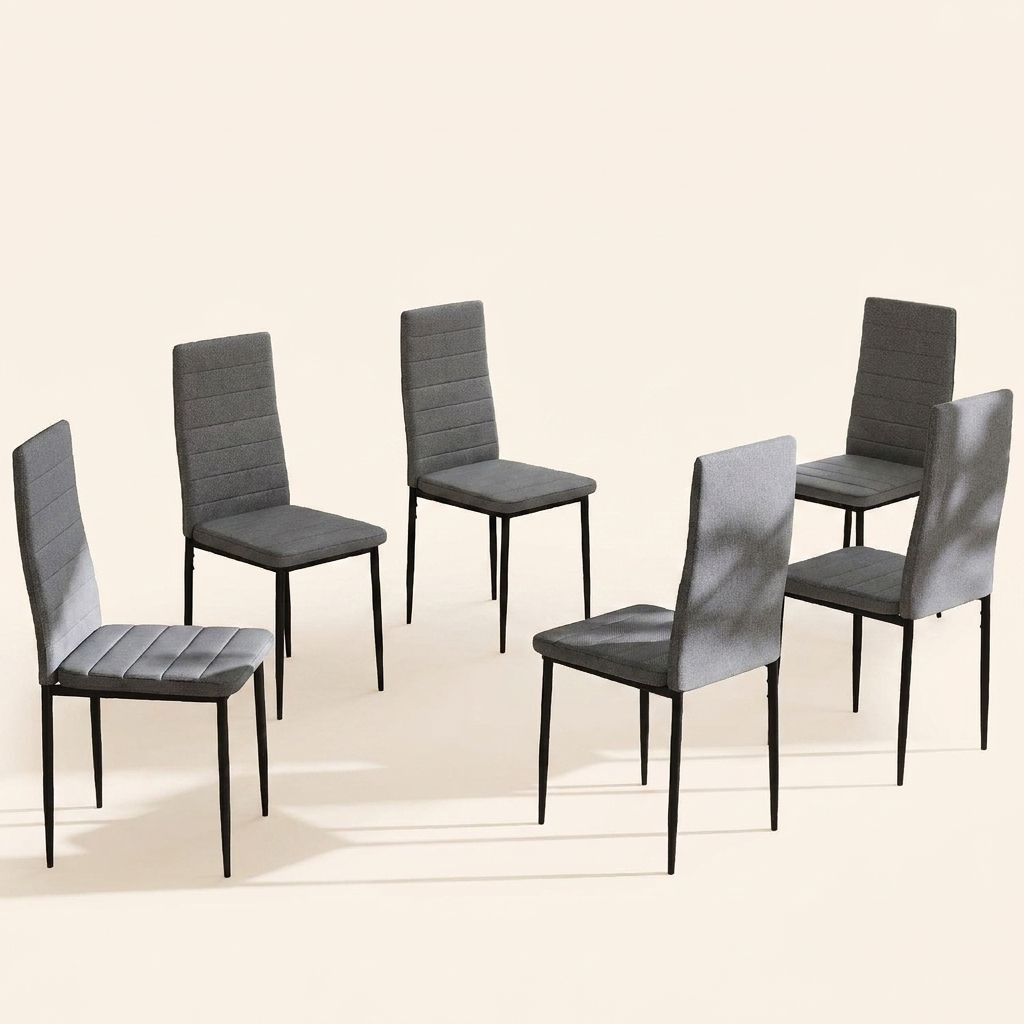 DecHome 4GYV521 Set 6 Sedie Cucina Soggiorno Design Moderno 41x50x97 cm Grigio