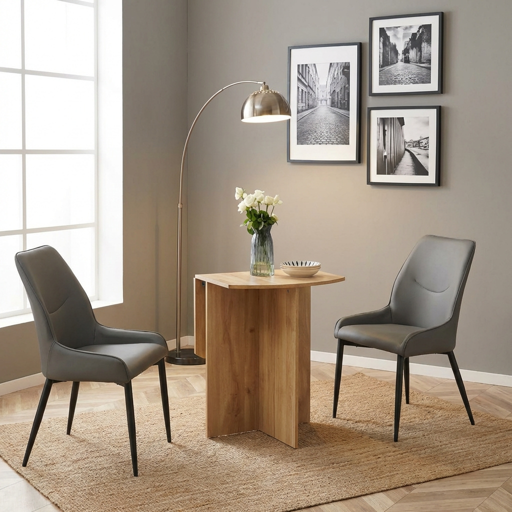 DecHome 50AK-835 Tavolo Pieghevole da Pranzo Cucina Legno 90x60x74 cm Quercia