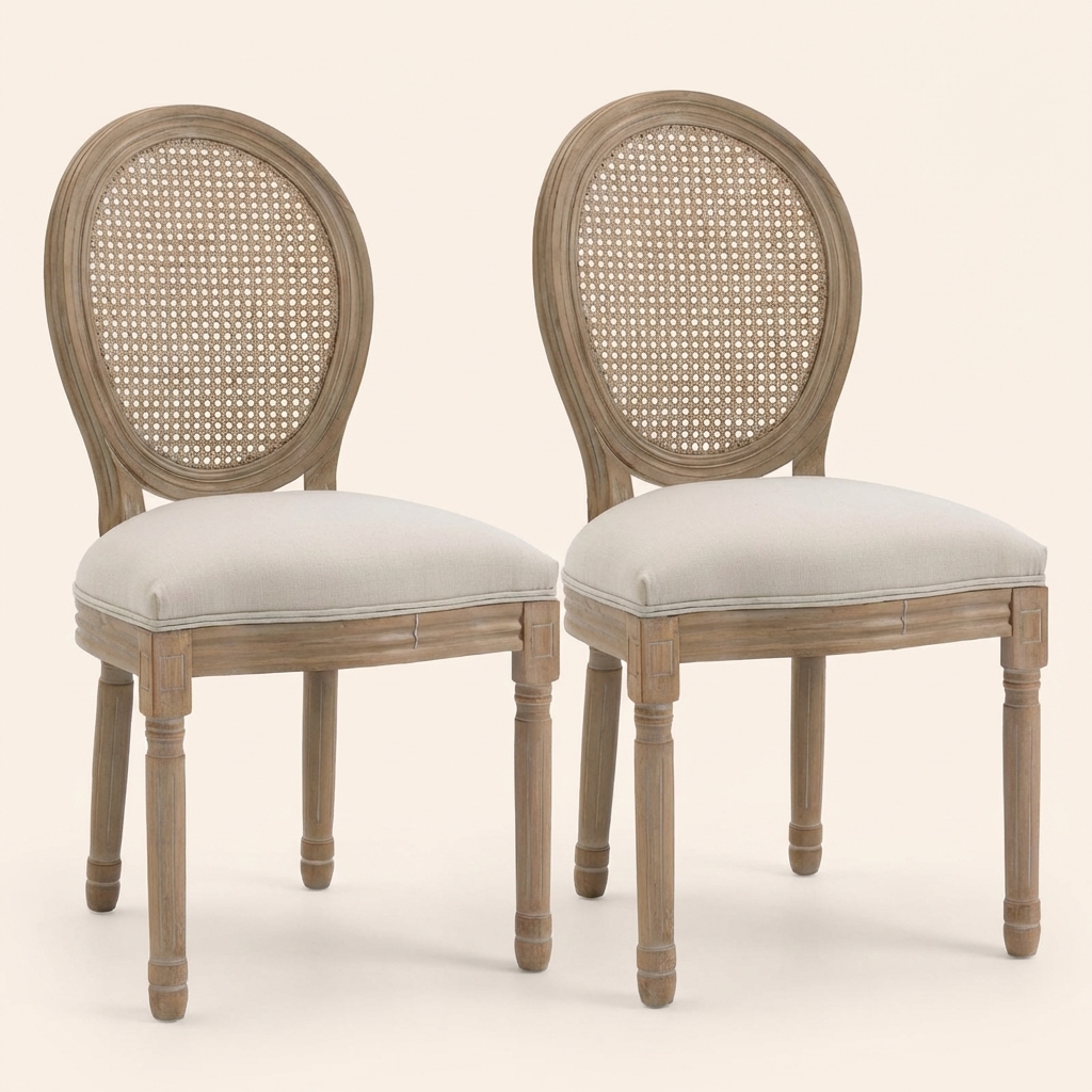 DecHome 523CW Set 2 Sedie Cucina Soggiorno LegnoTessuto 49x56x96 Bianco