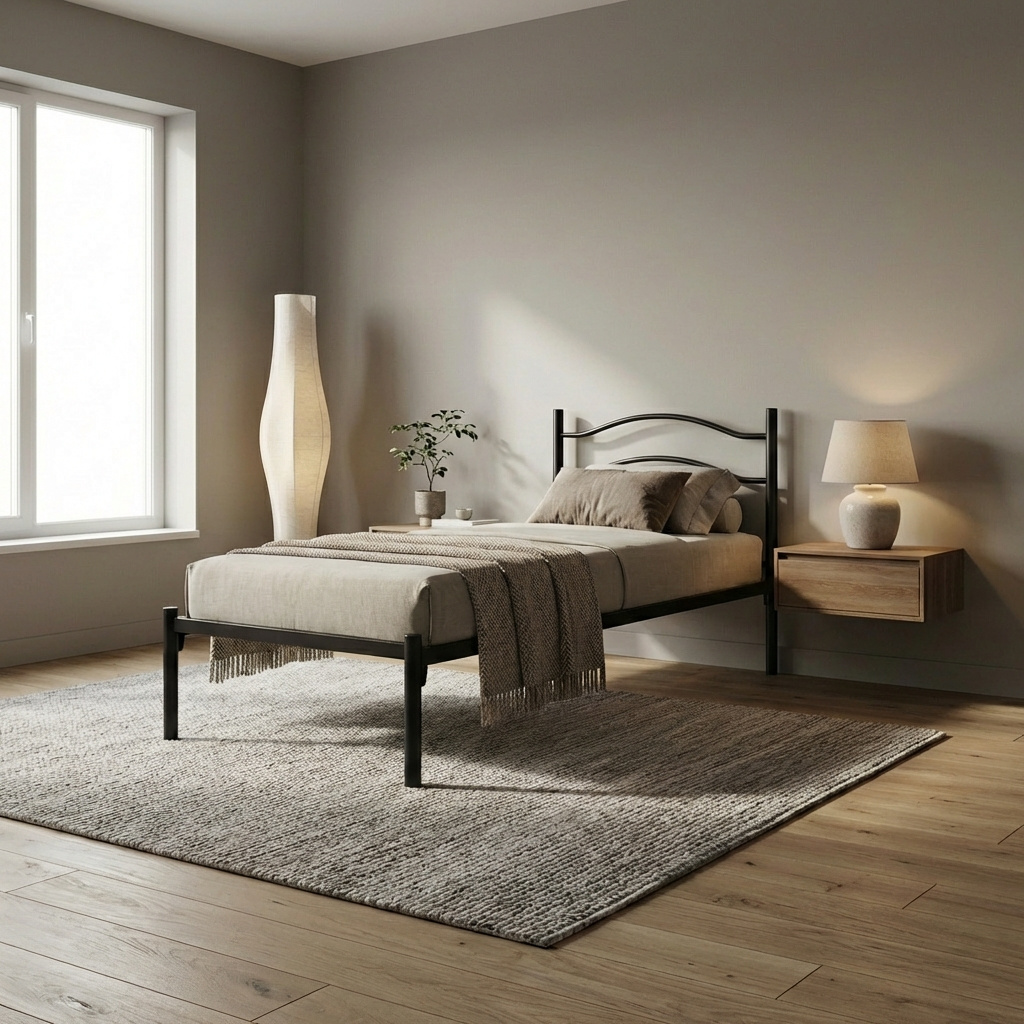 DecHome 553080190R364B0001 Letto Singolo 82x203x73h cm in Acciaio Antracite