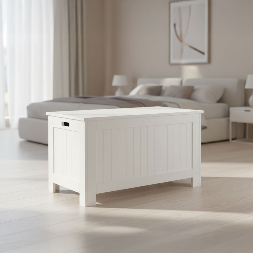 DecHome 625 Cassapanca Panca Contenitore 81x40x46 cm Bianco