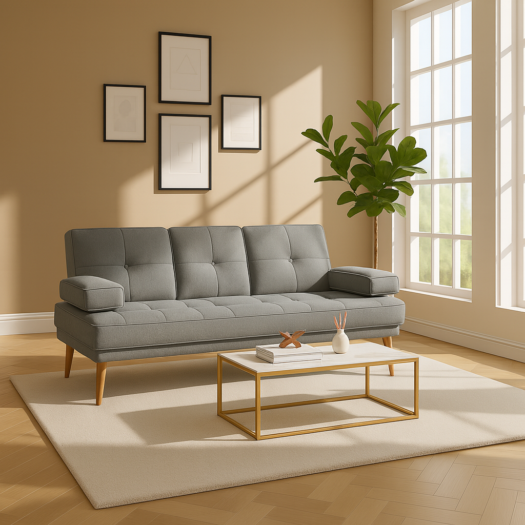DecHome 63CG-833 Divano Letto Clic-Clac 3 Posti Stile Scandinavo 181x77x78 cm Grigio