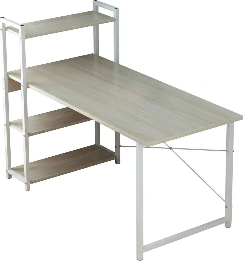 DecHome 64923 Scrivania con Libreria Moderna 120x48x110 cm Rovere Bianco - Sofia