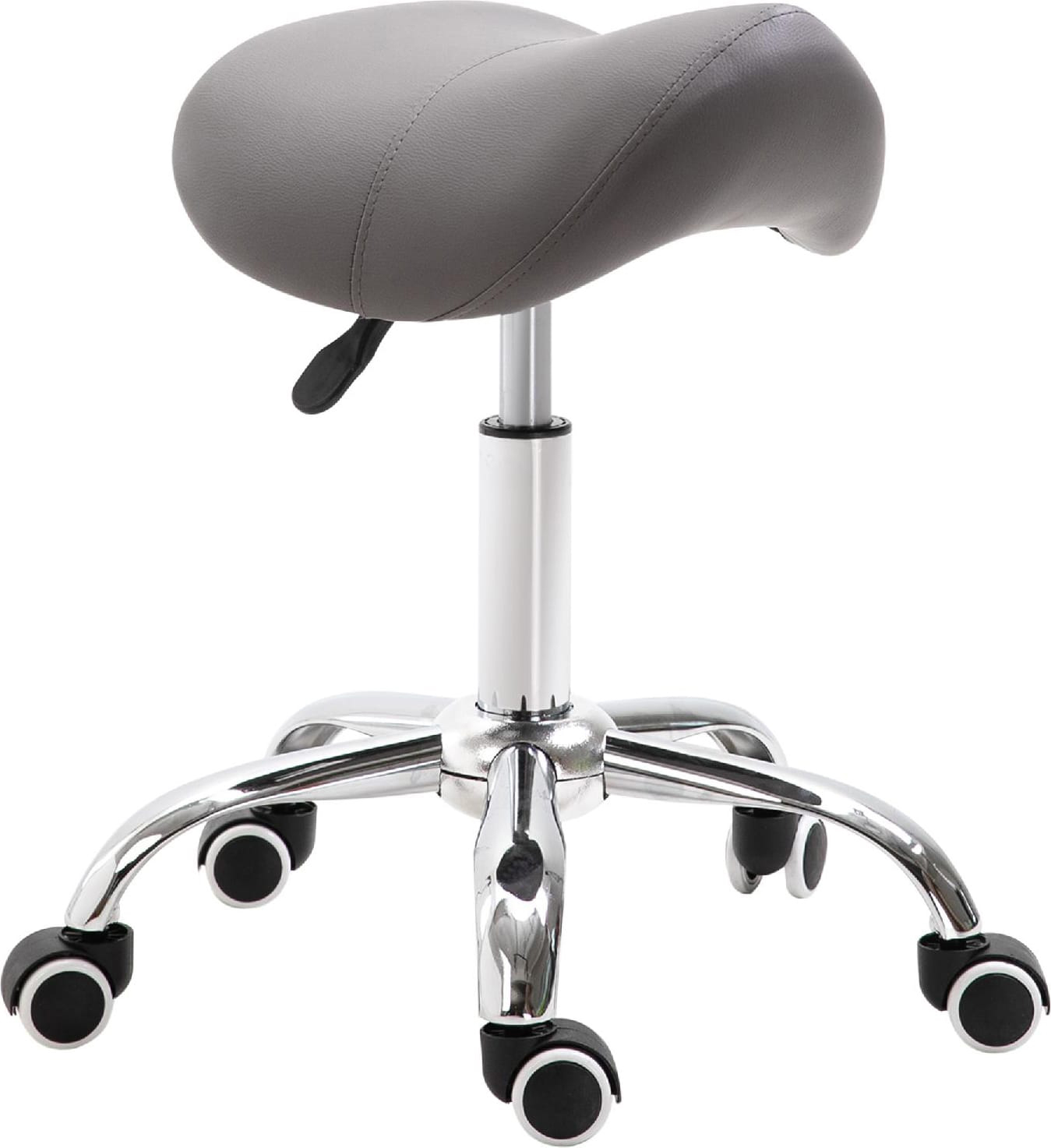 DecHome 6952 Sgabello con Ruote Ecopelle Grigio