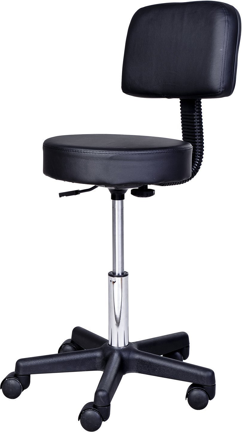 DecHome 710013 Sgabello con Ruote e Schienale in Ecopelle Nero