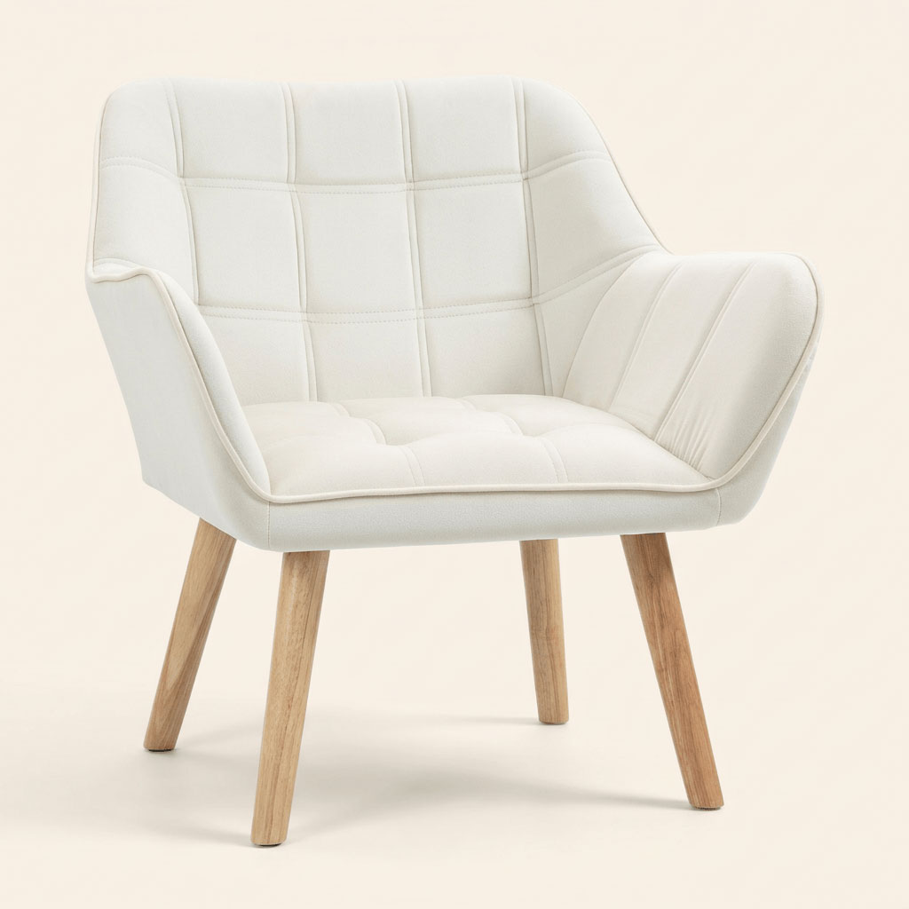 DecHome 799V002 Poltrona Stile Scandinavo in Velluto 68,5x61x72,5 Crema