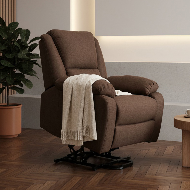 DecHome 81Y0CF Poltrona per Anziani Elettrica Alzapersone Reclinabile 87x92x105 Caff�