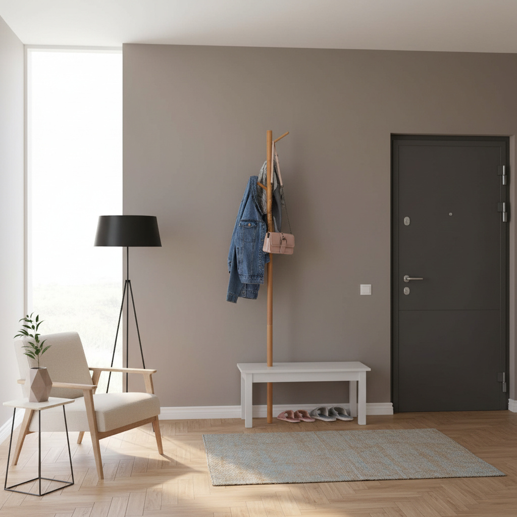 DecHome 831DD3 Mobile Ingresso Appendiabiti con Panca Bamb� 80x30x180 cm Bianco e Legno