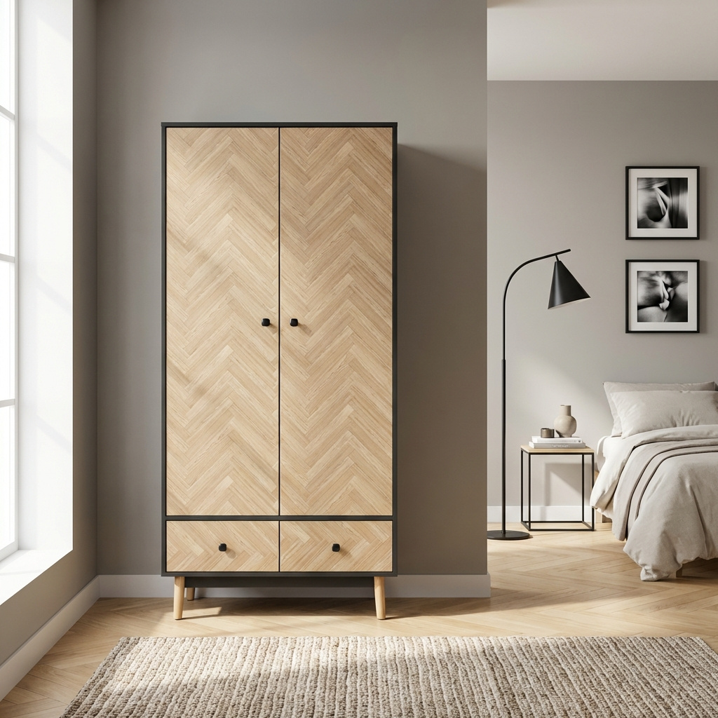 DecHome 831331 Armadio Guardaroba 2 ante battenti Legno 90x50x190 cm Grigio Scuro