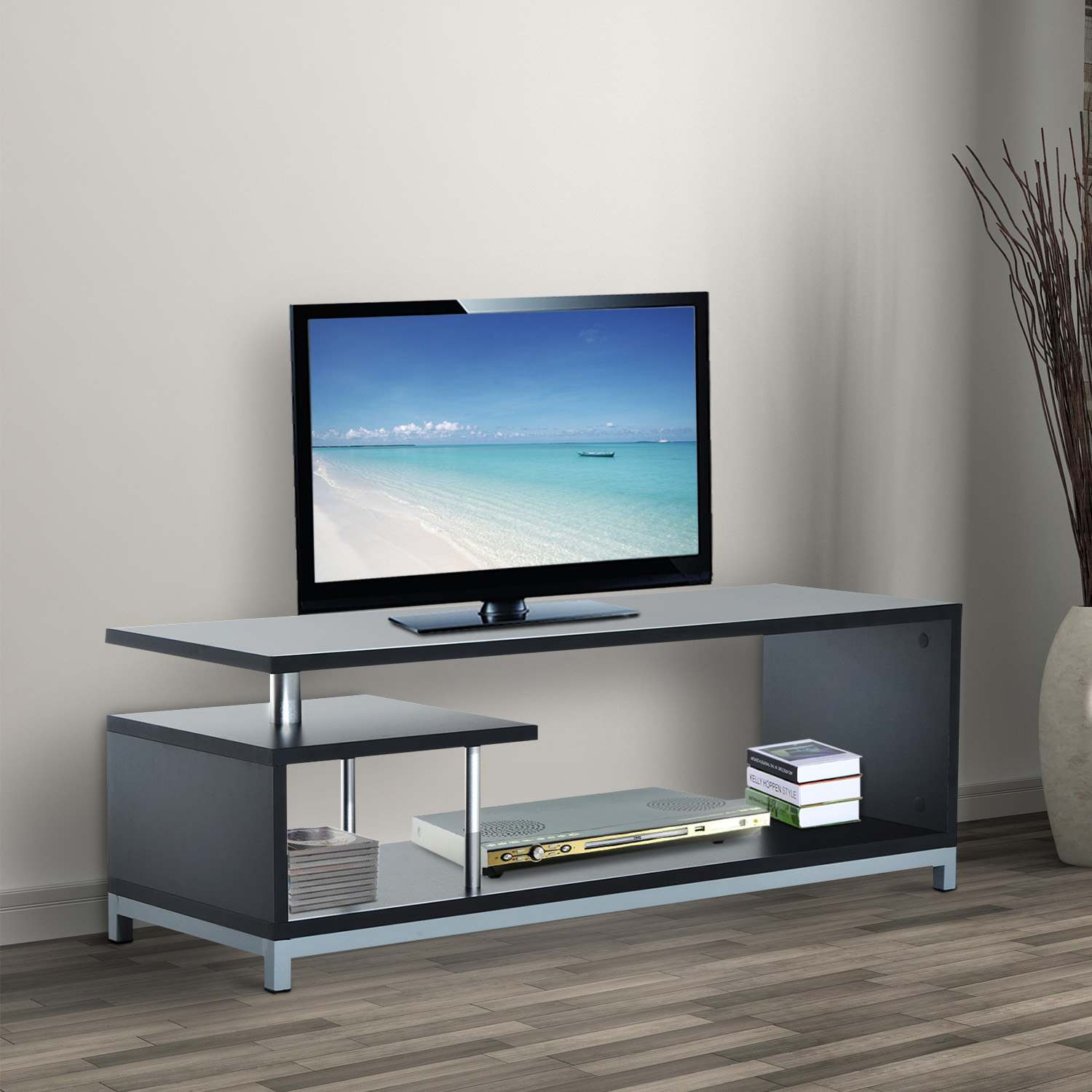 DecHome 833188BK Mobile Porta Tv in Legno Nero 114x40x40.5 cm