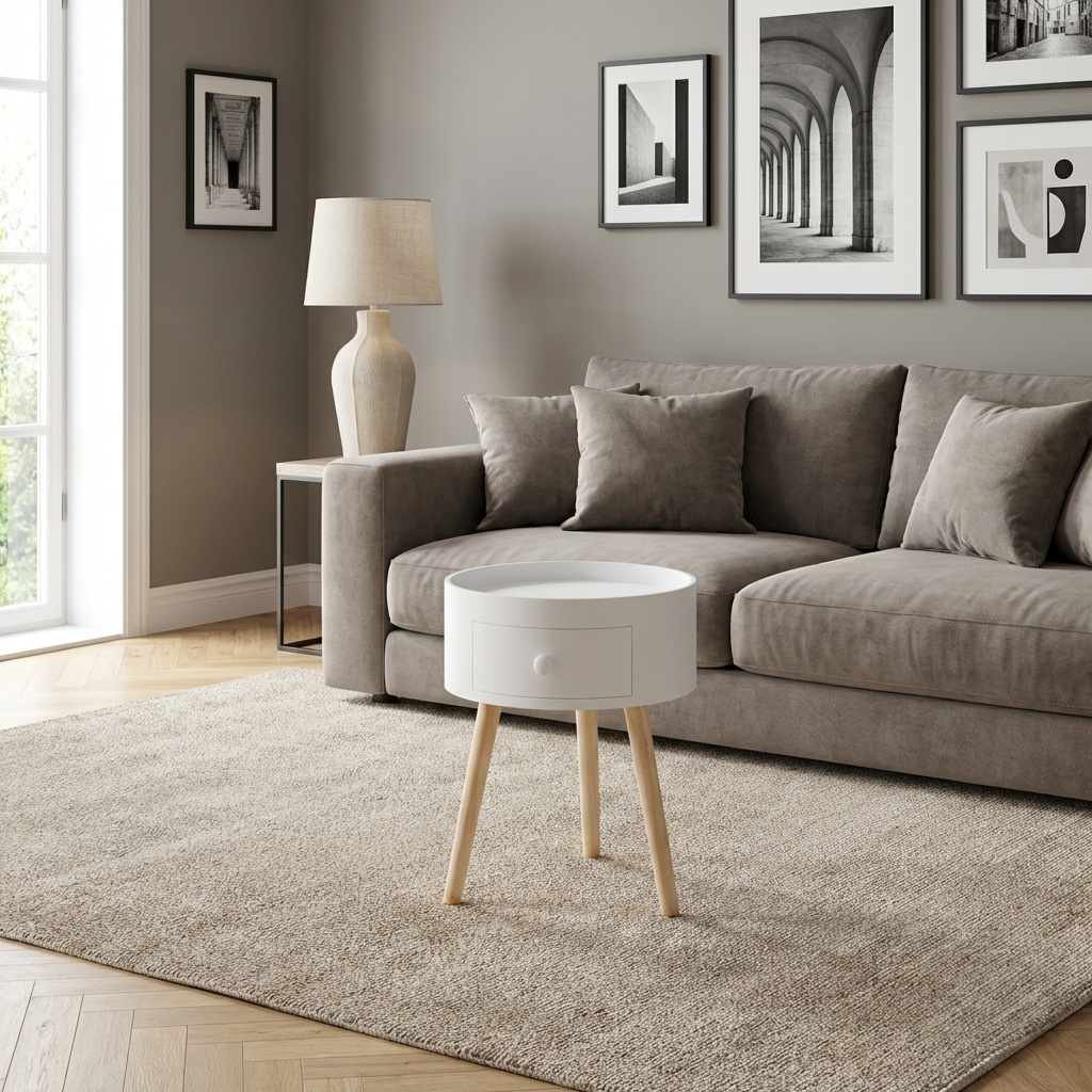 DecHome 833363 Tavolino Salotto Tondo Legno 38x45 Bianco